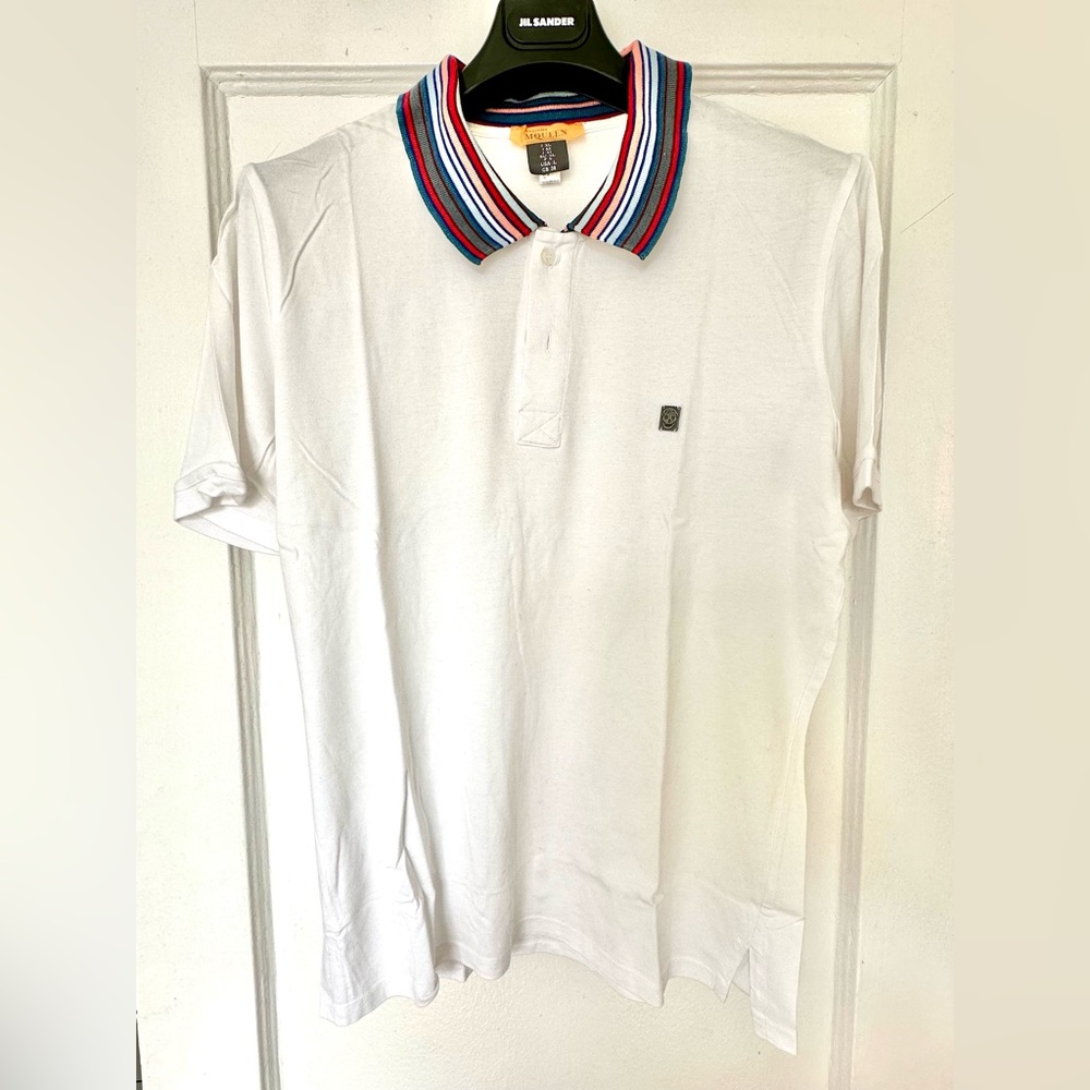 Alexander McQueen White Polo Shirt with Multicolor Collar